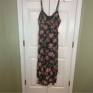 Lily Rose Floral Green and Pink Women's High-Low Dress
